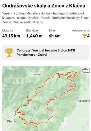 MTB trasa Zniev Kľačno